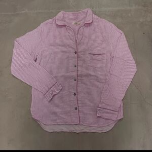 Ugg Pajama Top Striped White Pink Windowpane Long Sleeve Button Front Women's M